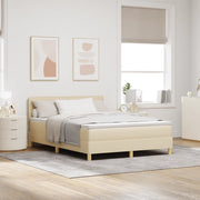 Letto con Box Spring con Materasso Panna 140x190 cm Tessuto