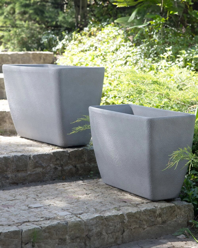 Vaso per fiori Fioriera in pietra grigia 74 x 32 x 45 cm Accessori per interni e interni moderni e minimalisti