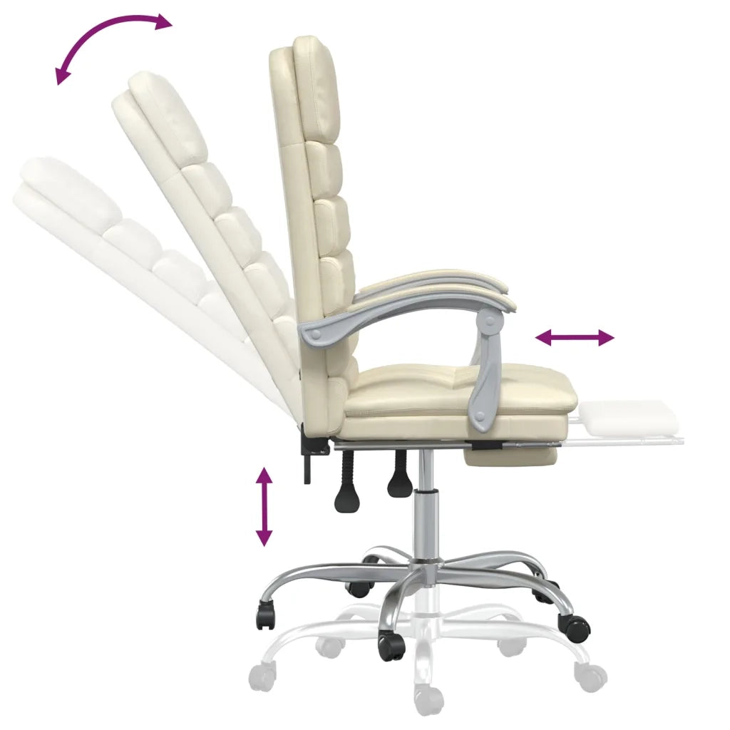 Poltrona da Ufficio Massaggiante Reclinabile Crema Similpelle 349730