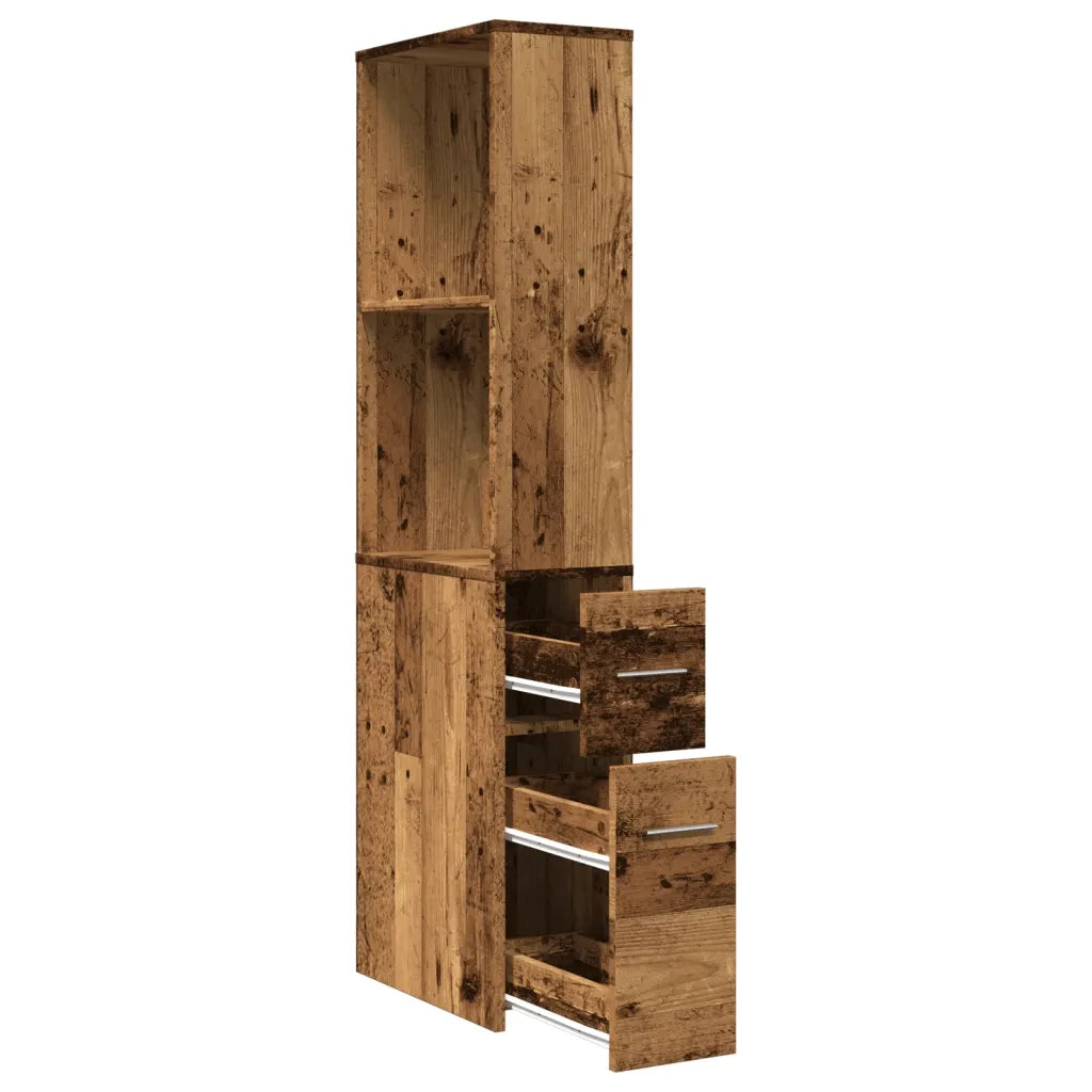 Armadietto da Bagno Stretto con Ruote Rovere Antico Truciolato