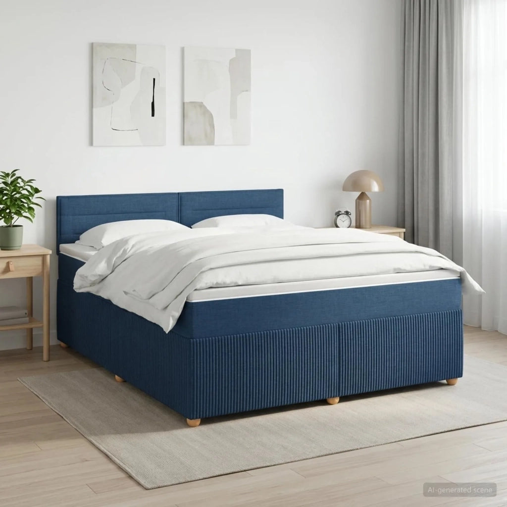Letto box spring con materasso Blu 140 x 190 cm Tessuto 3451460