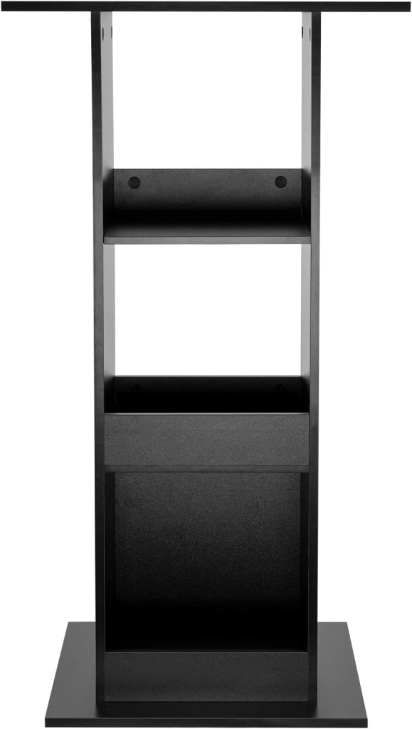 Tavolo da Bar Quadrato, Tavolino Alto e Stretto con 3 Ripiani, Tavolo Alto Cucina, Sala da Pranzo, Bistrot, in Truciolare, 60x60x109 cm, Nero