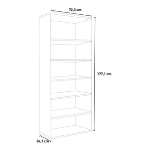 Libreria 6 Ripiani 72,3x34,1x177,1 cm in Truciolare Nobilitato Bianca