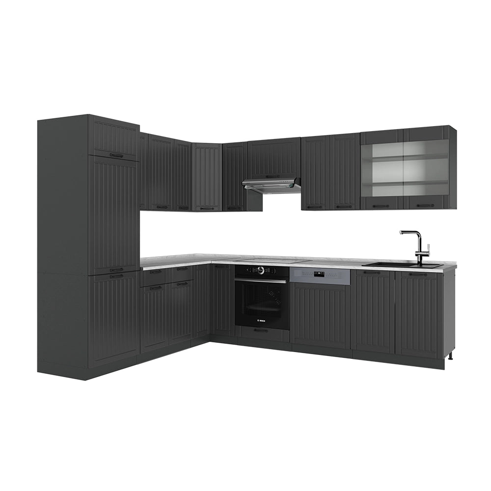 Cucina angolare completa Fame-Line Grigio scuro/Antracite 287 x 60 cm, PL Marmo Vicco
