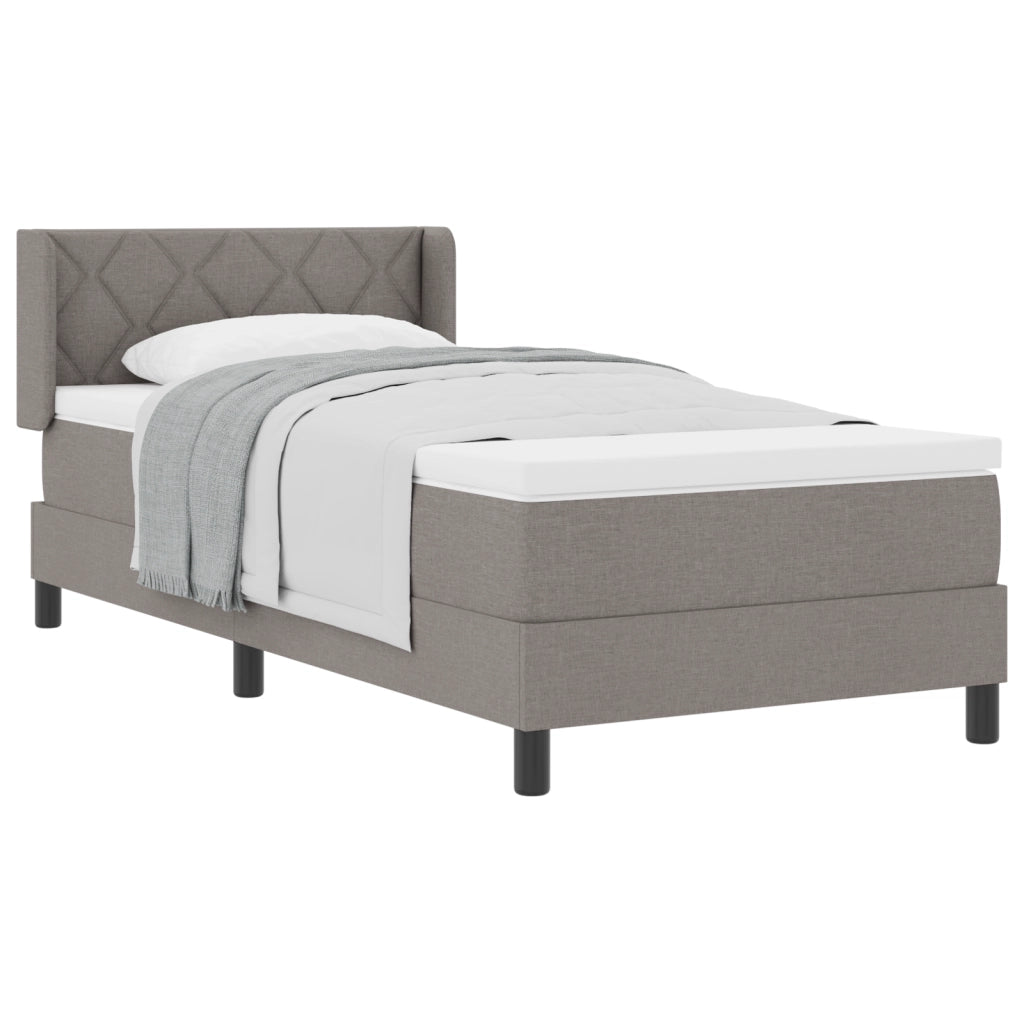 Letto con box spring  e materasso tortora 100x200 cm in tessuto