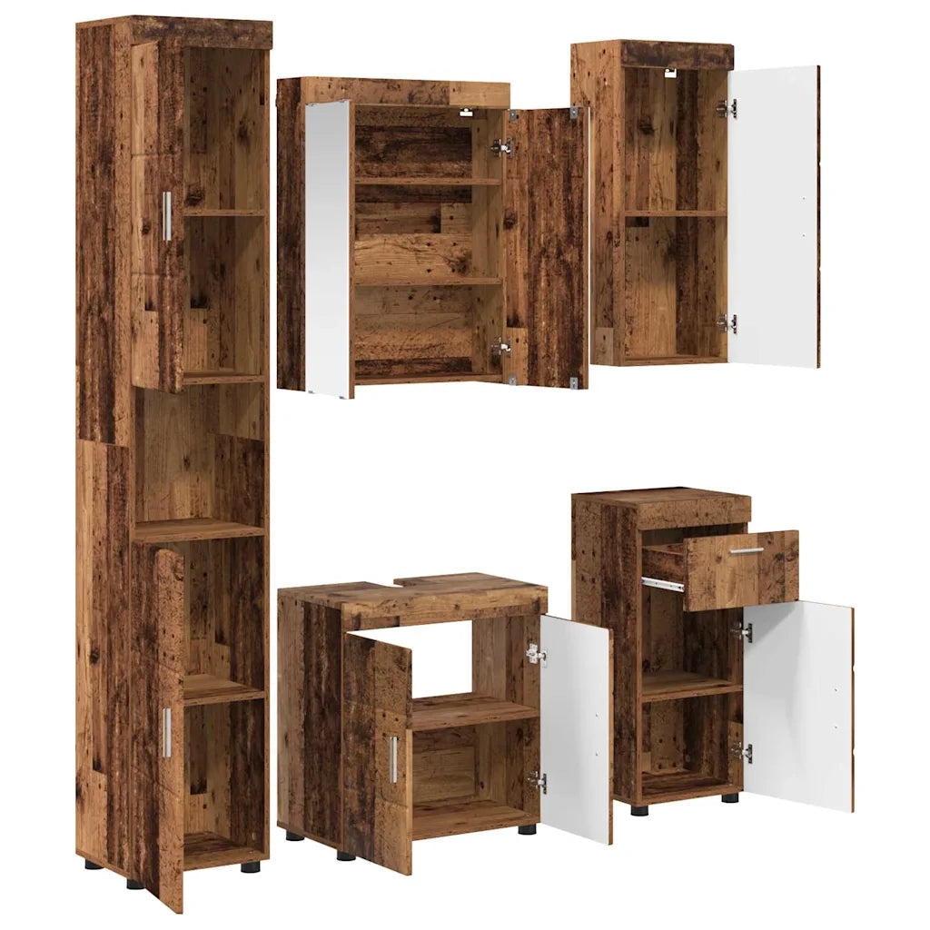 Set di mobili per il bagno TULUM 5 pcs Legno vecchio 3398062