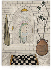 Decorazione per Bagno - Rana in Cielo di Bagno Poster - 30x40cm - Ideale per la Stanza da Bagno - Arte Animale