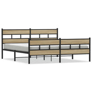 Letto matrimoniale | Letto per adulti | Giroletto senza Materaso in Metallo Rovere Sonoma 183x213 cm