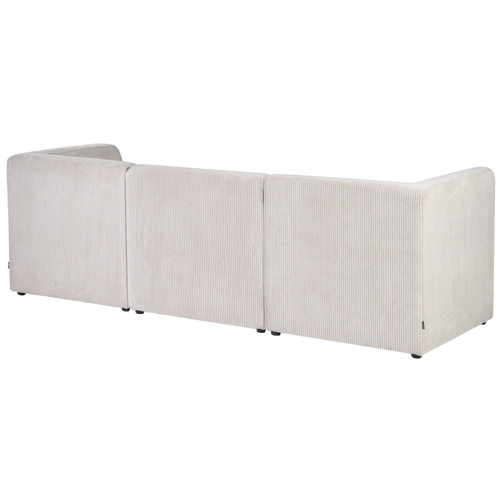 Divano modulare moderno a 3 posti in velluto a coste beige sporco stile classico salotto soggiorno