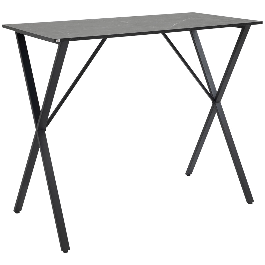 Tavolo Bar Alto Stile Industriale Effetto Marmo Legno Acciaio ¨C zephmum ¨C Nero 120x60x102 cm