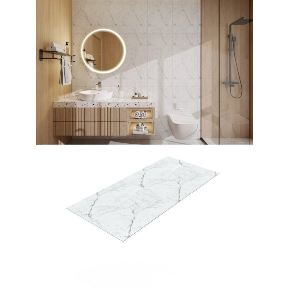 Trade Shop - Pannello Effetto Marmo Bianco 900x450 Mm Rivestimento Parete Bagno Moderno -