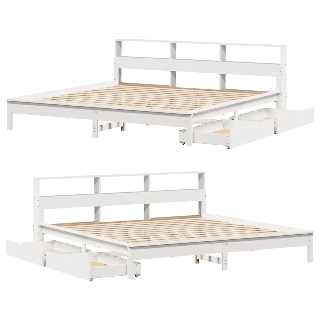 Giroletto con Libreria senza Materasso 180x200 cm in Legno Pino