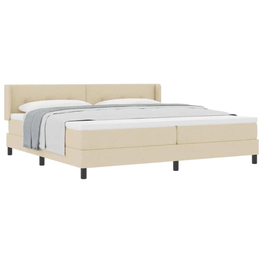 Letto a molle con testiera Crema 200 x 200 cm Tessuto 3341130