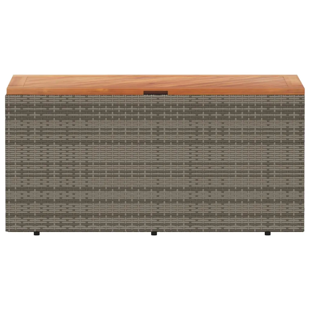 Contenitore Giardino Grigio 110x50x54cm Polyrattan Legno Acacia 365956