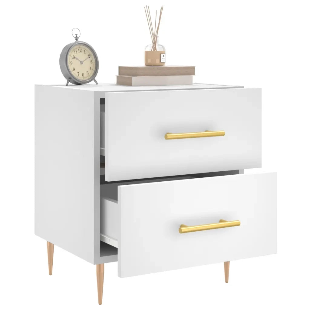 Comodino Bianco 40x35x47,5 cm in Legno Multistrato 827276