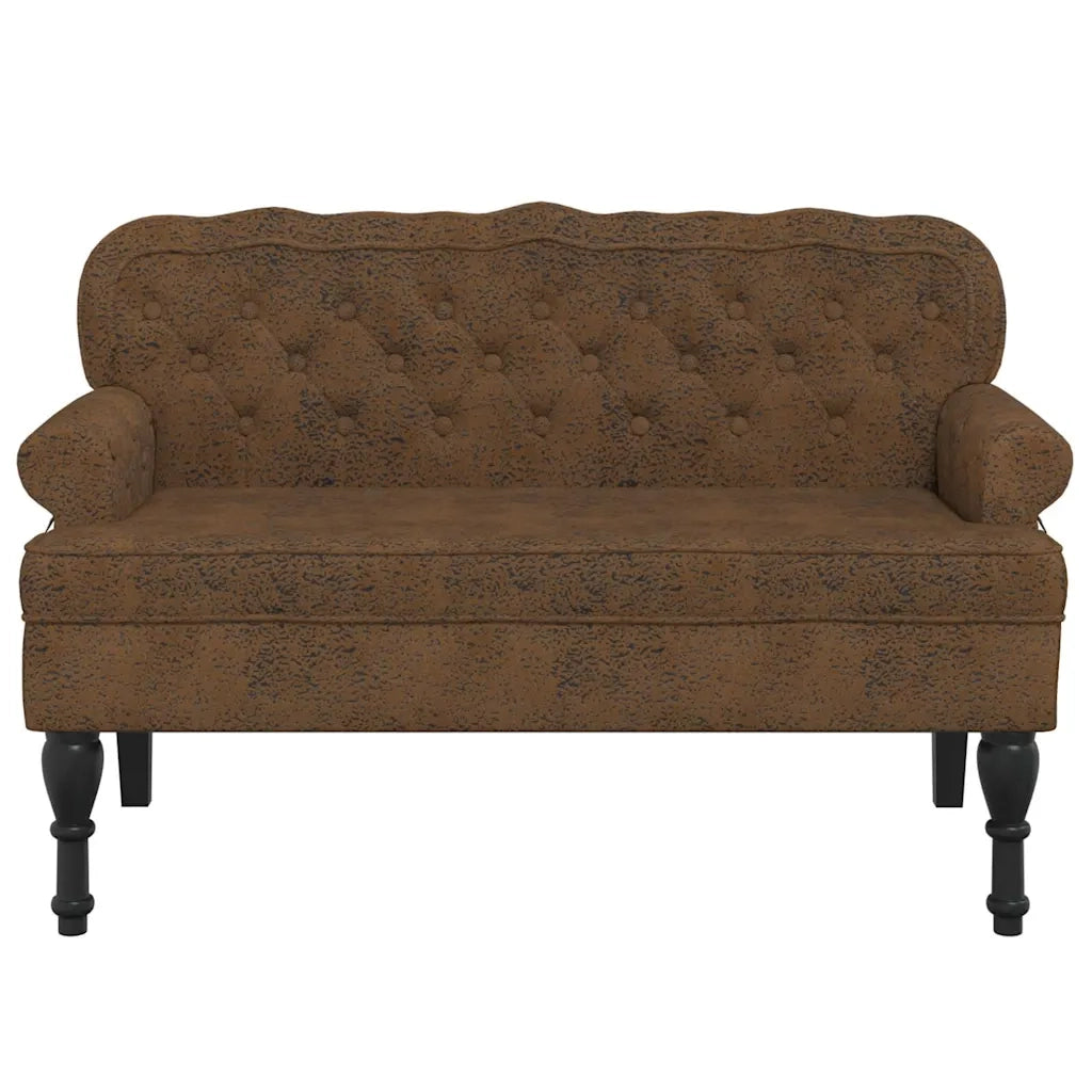 Panca con Schienale Marrone 119,5x64,5x75 cm in Scamosciato CFW1749530