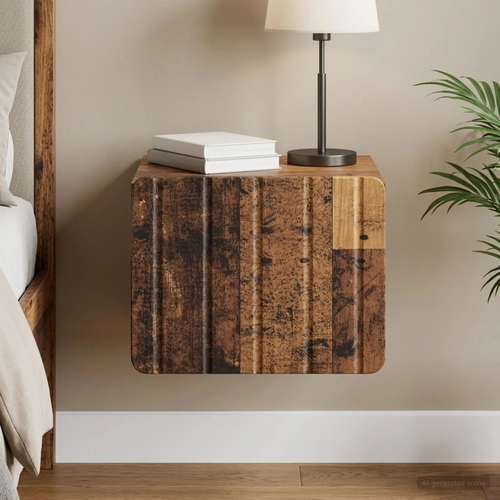 Mobiletto da notte a muro Legno antico 33 x 34,5 x 24 cm 898271