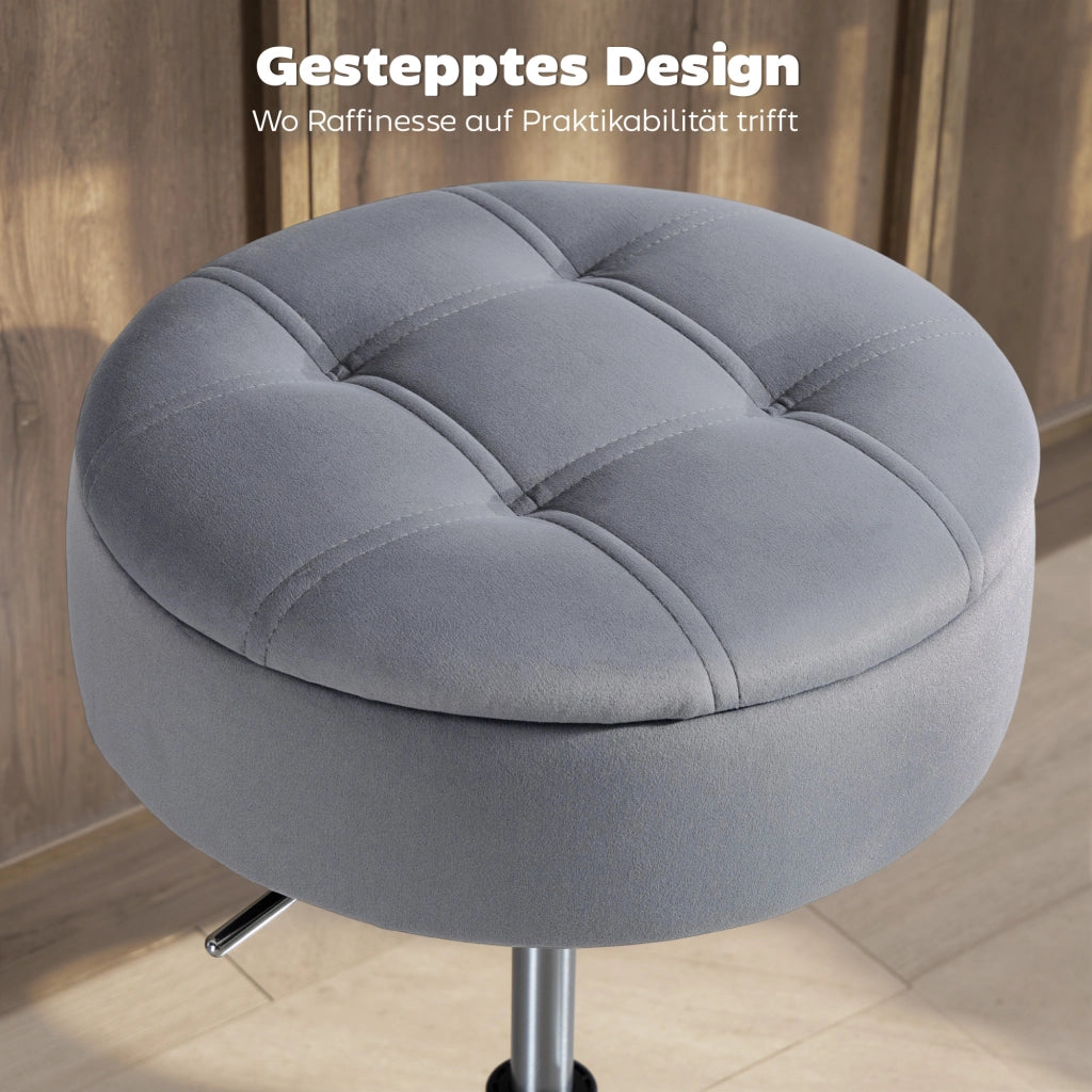 Sgabello da Bar Imbottito con Braccioli e Seduta Girevole ¨C Zephmum ¨C Grigio 39x39x65 cm