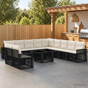 Set Divano da Giardino 12 pz Nero e Bianco Crema polyrattan 3436816
