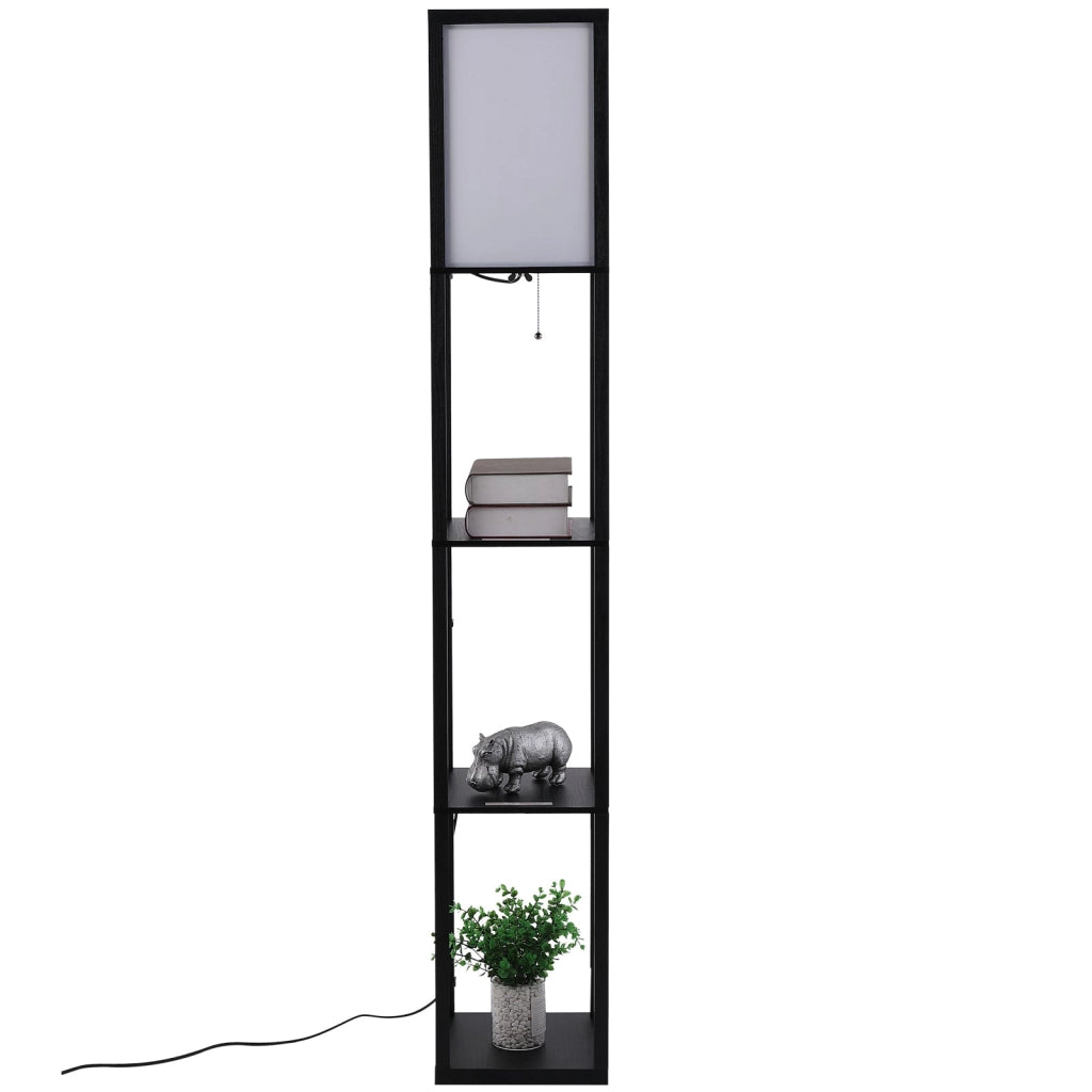 Scaffale Soggiorno in MDF con Lampada 40W Nero Bianco 26x26x160 cm