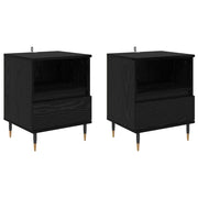 Set di 2 Comodini | Armadio da Notte | Mobiletto da notte con cassetto Rovere Nero 40 x 35 x 50 cm