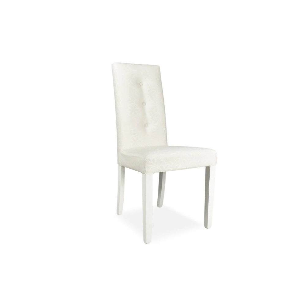 Set 2 Sedie Montecarlo 3 bottoni tessuto bianco con decoro floreale