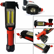 Trade Shop - Lampada Torcia Lavoro Calamita Led Ricaricabile Martello Rompi Vetro Cintura Usb -