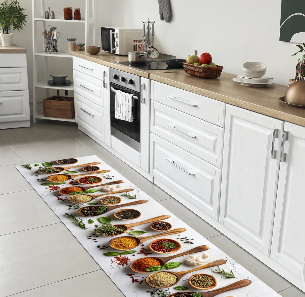 Tappeto Cucina Antiscivolo Made in Italy Passatoia Antimacchia Multiuso Corridoio Soggiorno Lavabile in Lavatrice - 50x350 - Profumi Sapori
