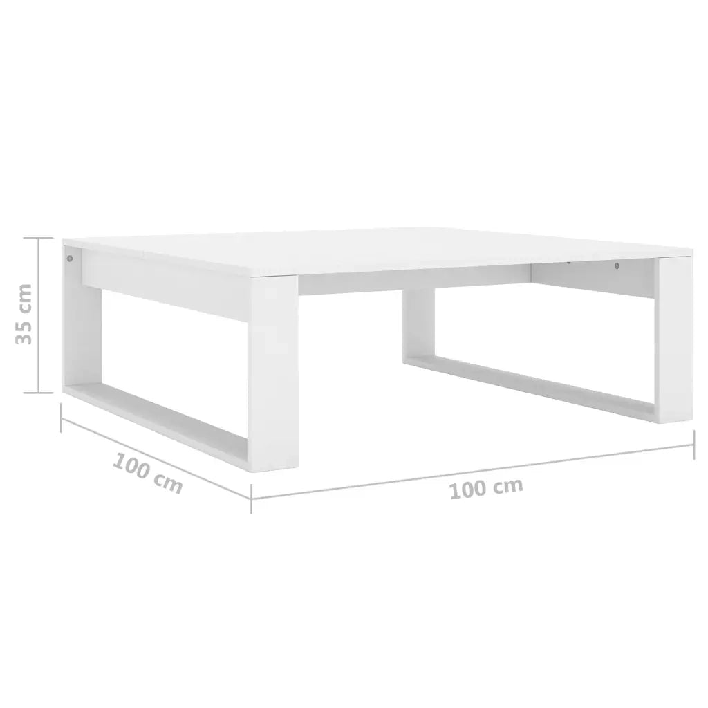 Tavolino da Salotto Bianco 100x100x35 cm in Legno Multistrato 808630
