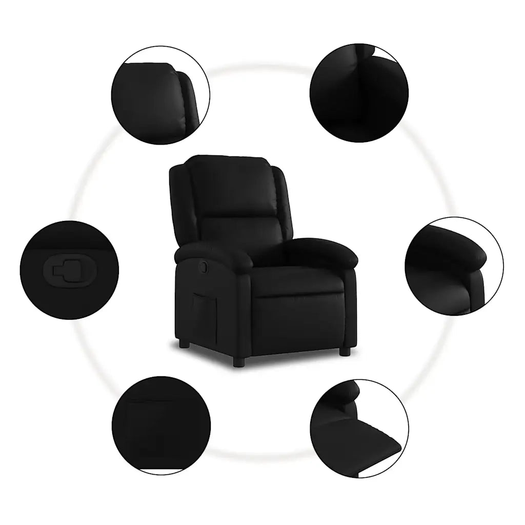 Divano Sedia-Poltrona reclinabile in Similpelle Nera 538226
