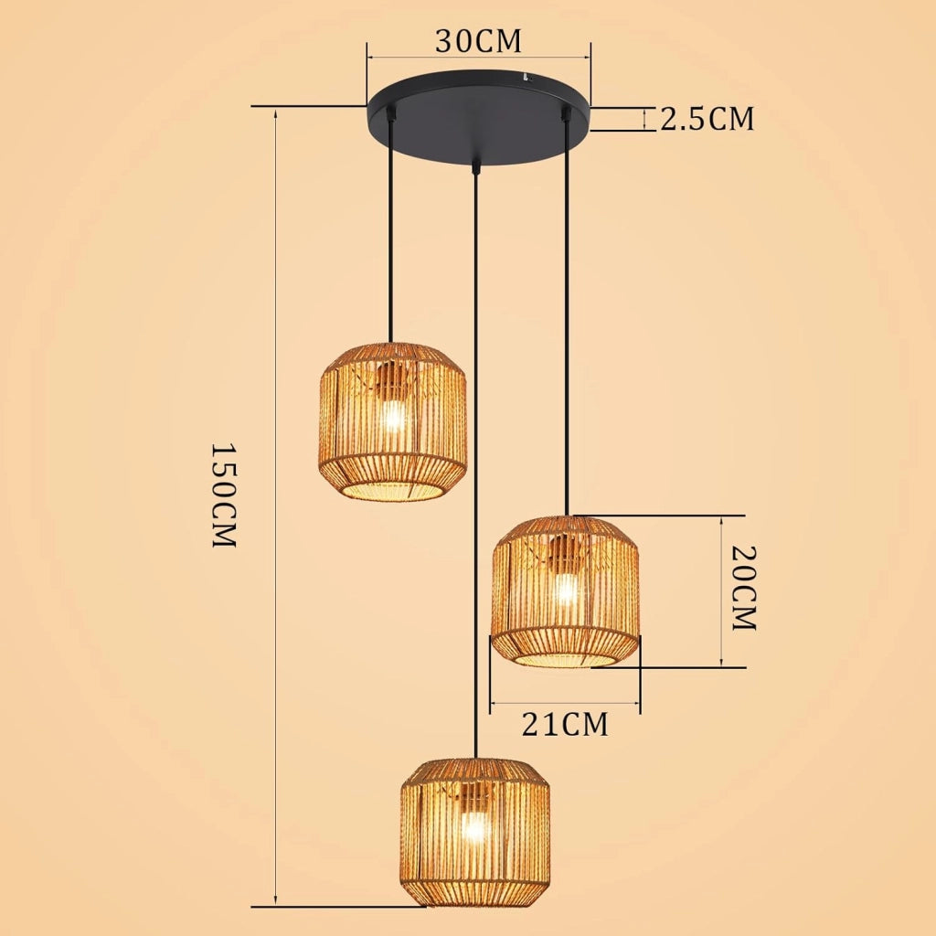 Lampada a sospensione ZMH vintage E27 nera a 3 luci (lampadina non inclusa)