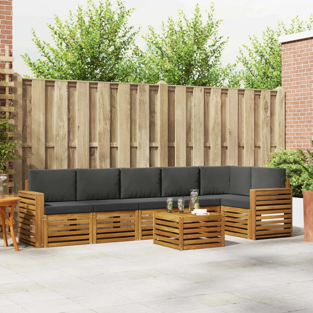 Set divano sezionale con cuscino 7 pcs Naturale e Antracite 3374937