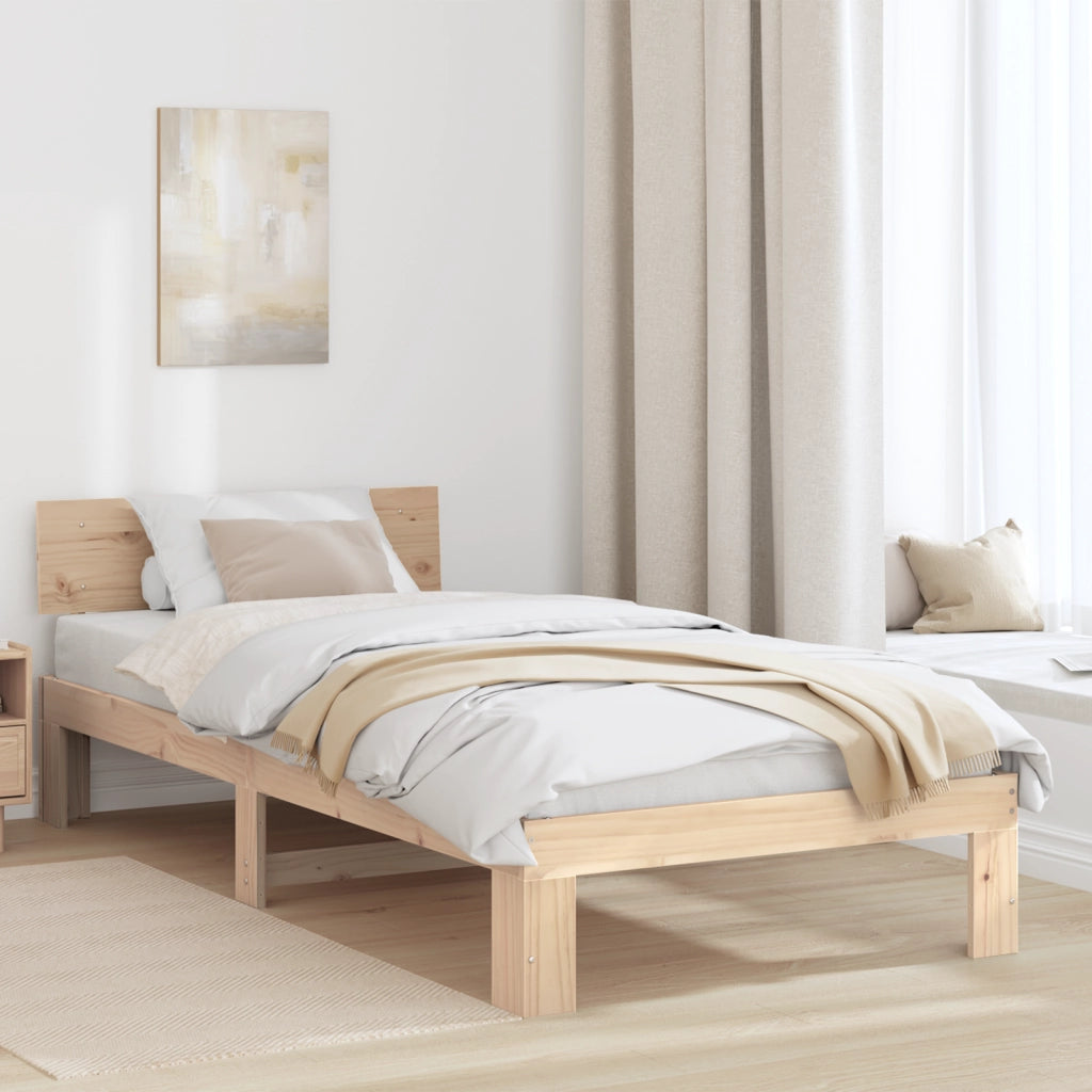 Struttura del letto con testiera 80x200 cm in legno massello di pino