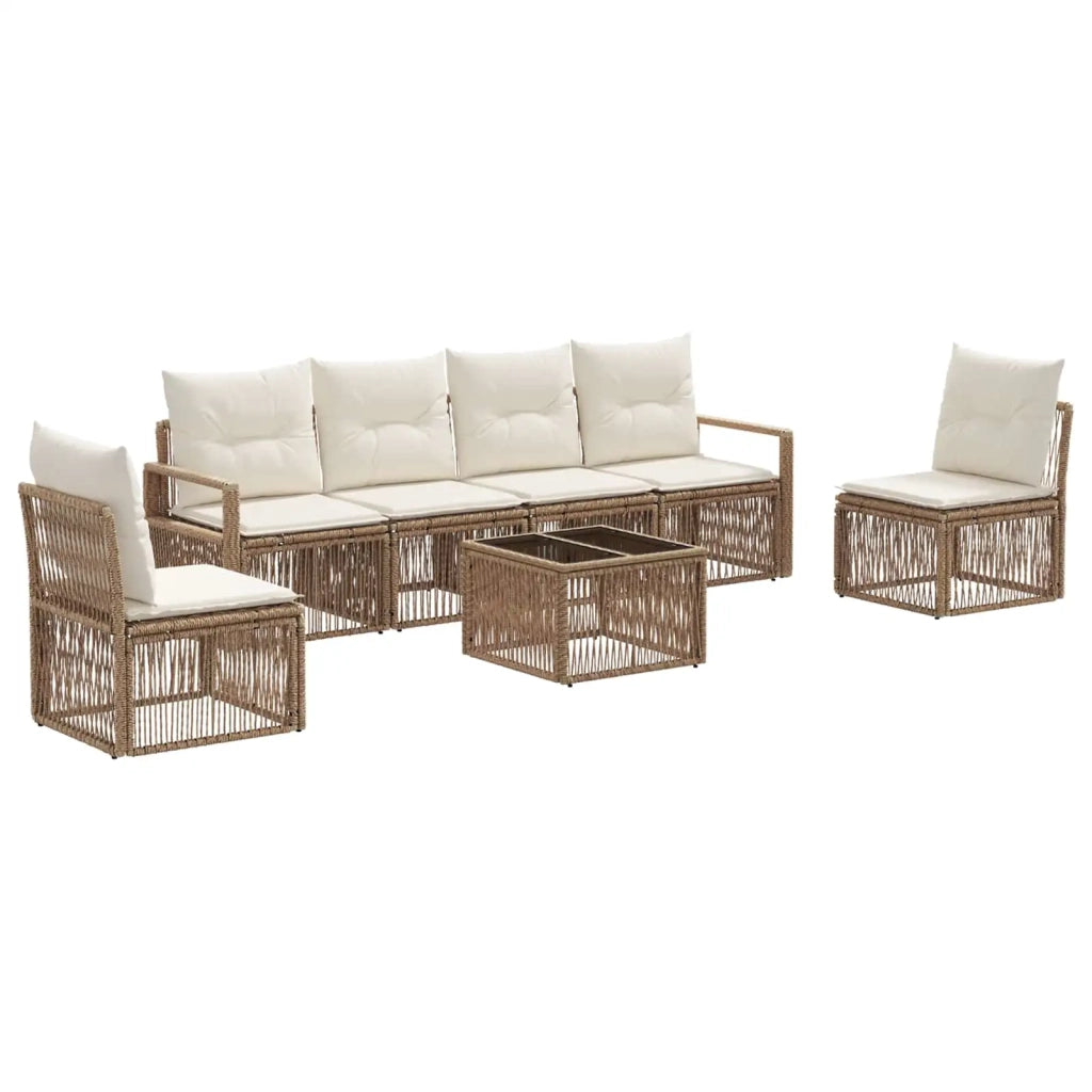 Set Divano da Giardino 7 pcs Beige polyrattan