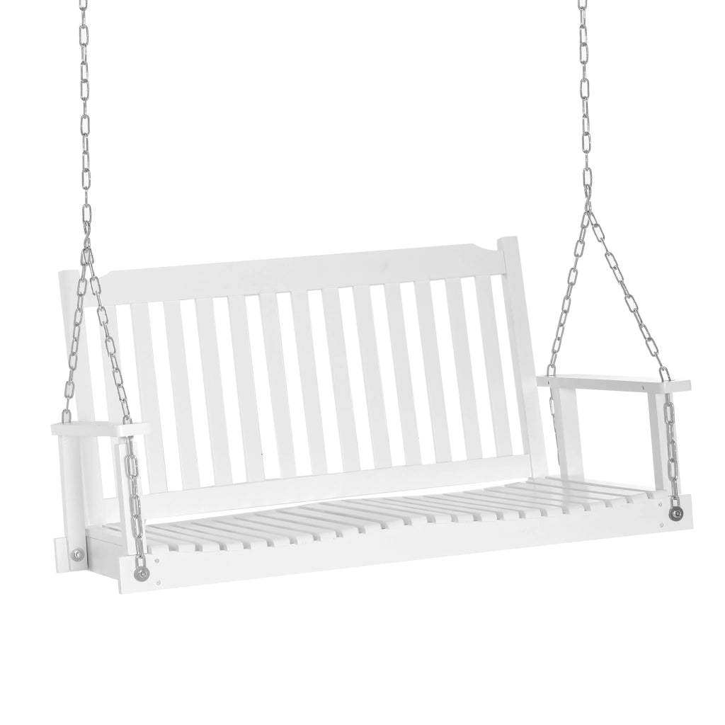 Giardino in legno massiccio per 2 persone Terrazza a Dondola 117×69×60cm Bianco