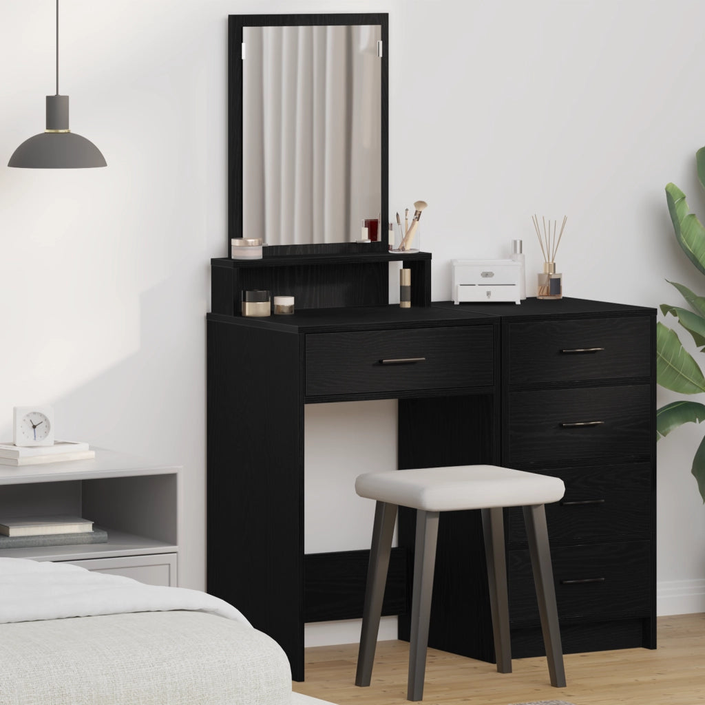 Tavolo da trucco  con cassetti, Nero Rovere, 50x41x140 cm