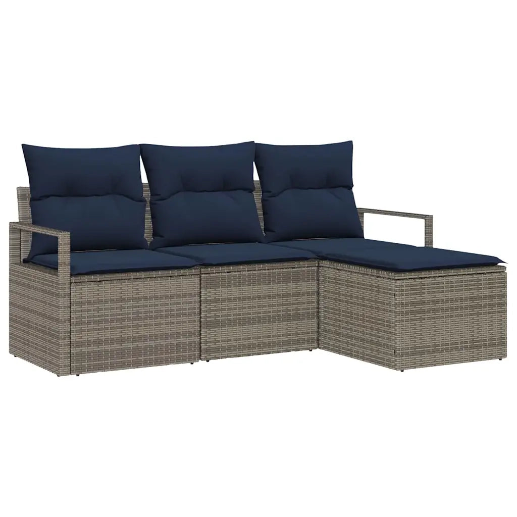 Set di divani 4 pcs Grigio polyrattan