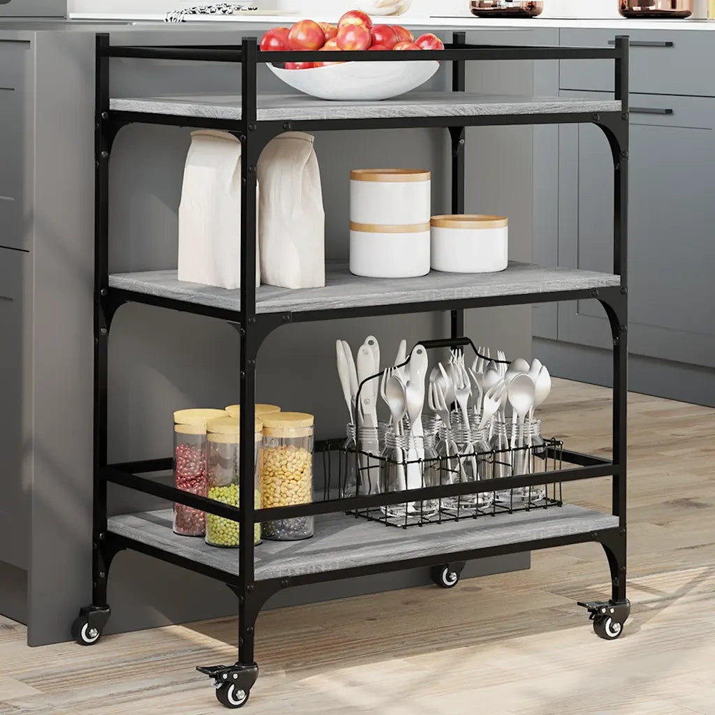 Carrello da Cucina-Scaffale per Cucina Grigio Sonoma 65x40x86,5cm Legno Multistrato