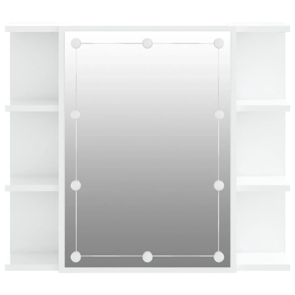 Armadio a specchio con illuminazione a LED 70 x 16,5 x 60 cm bianco lucido 02_0006658