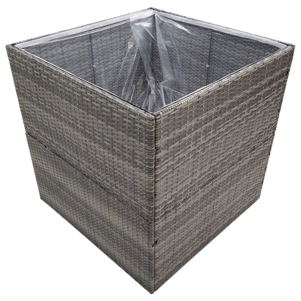 Fioriera da Giardino-Vaso da Esterno-Contenitore per Piante Grigia 80x80x80 cm in Polyrattan