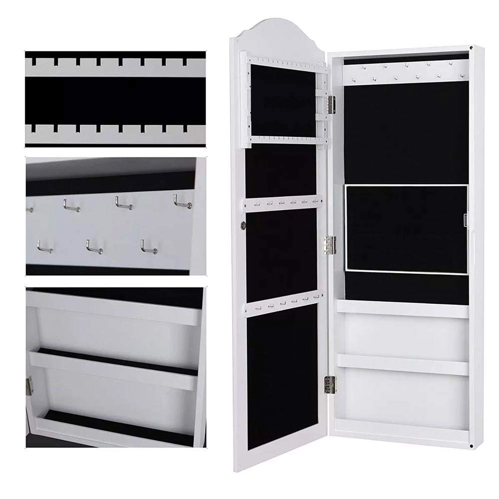 Specchiera Portagioie Parete Armadietto con Specchio Muro Porta Gioielli 96x35cm