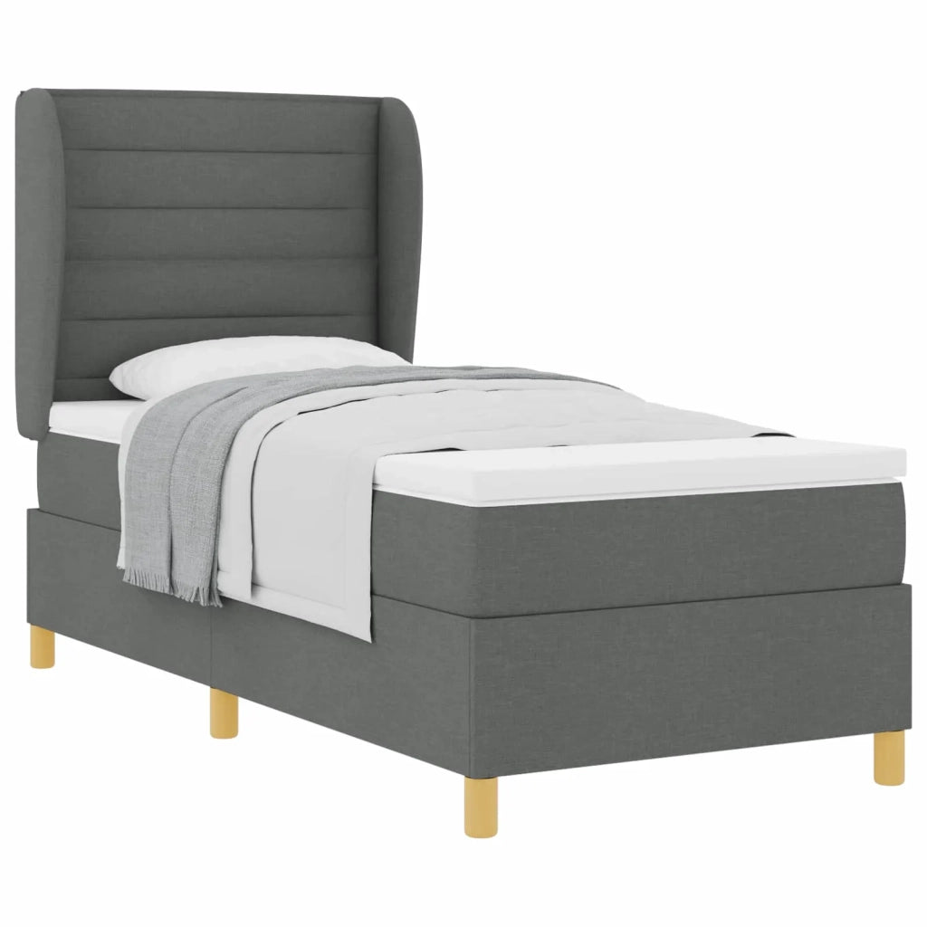 Letto a molle con materasso Grigio scuro 190 x 90 cm Tessuto 3340663