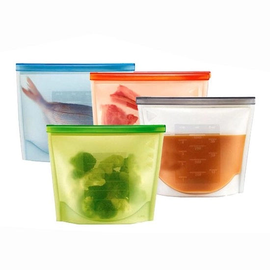 OFKPO 4-delige zacchino di silicone, contenitore di conservazione di qualità alimentare