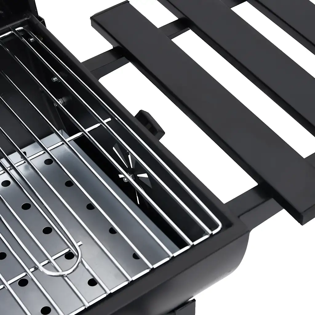 Barbecue a Barile con Ruote e Ripiani Acciaio Nero 115x85x95 cm CFW4450321