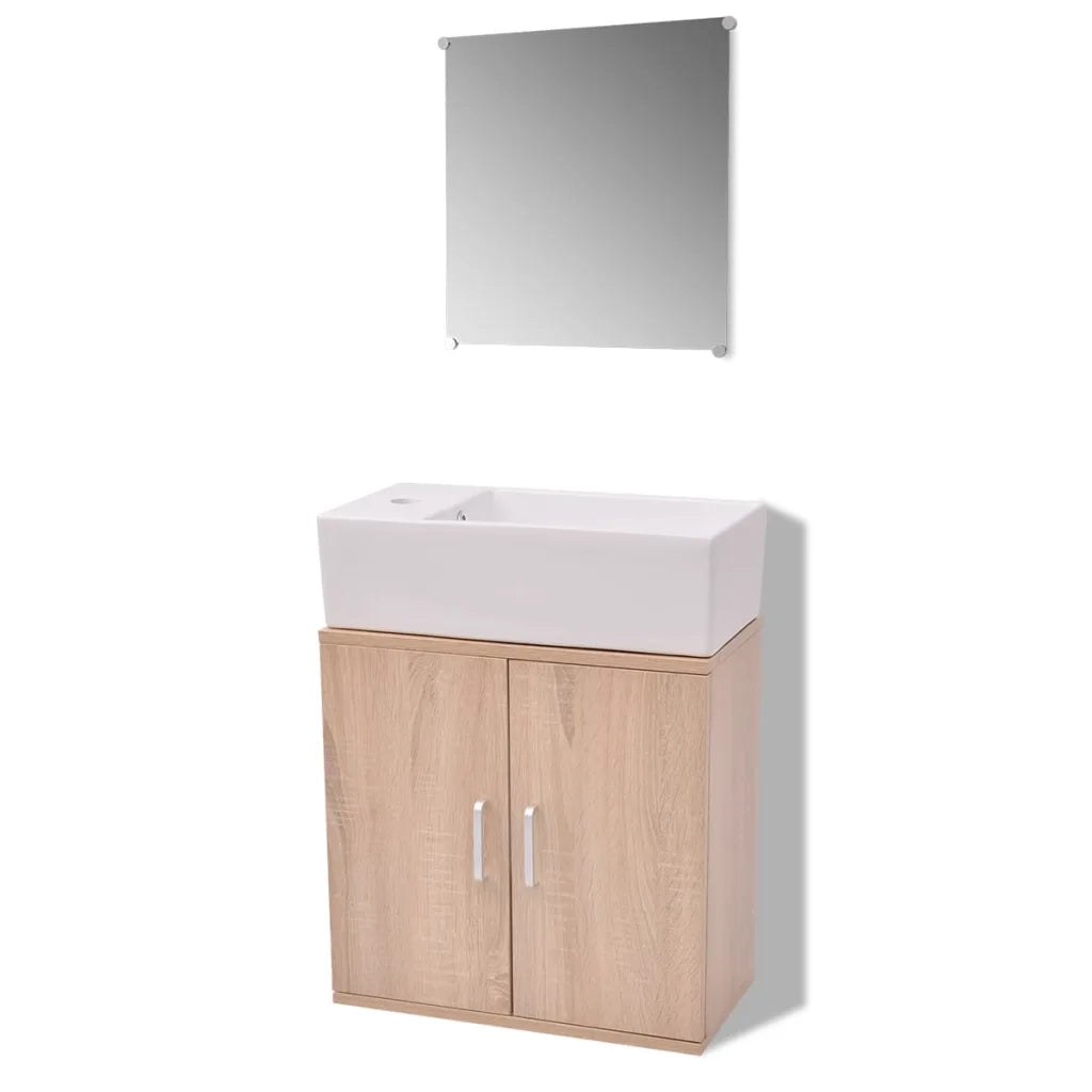 Set Mobili da Bagno con Lavabo 3 pz Beige 272228