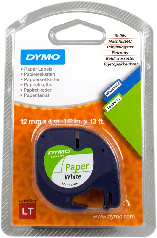 DYMO 12mm LetraTAG Paper tape nastro per etichettatrice