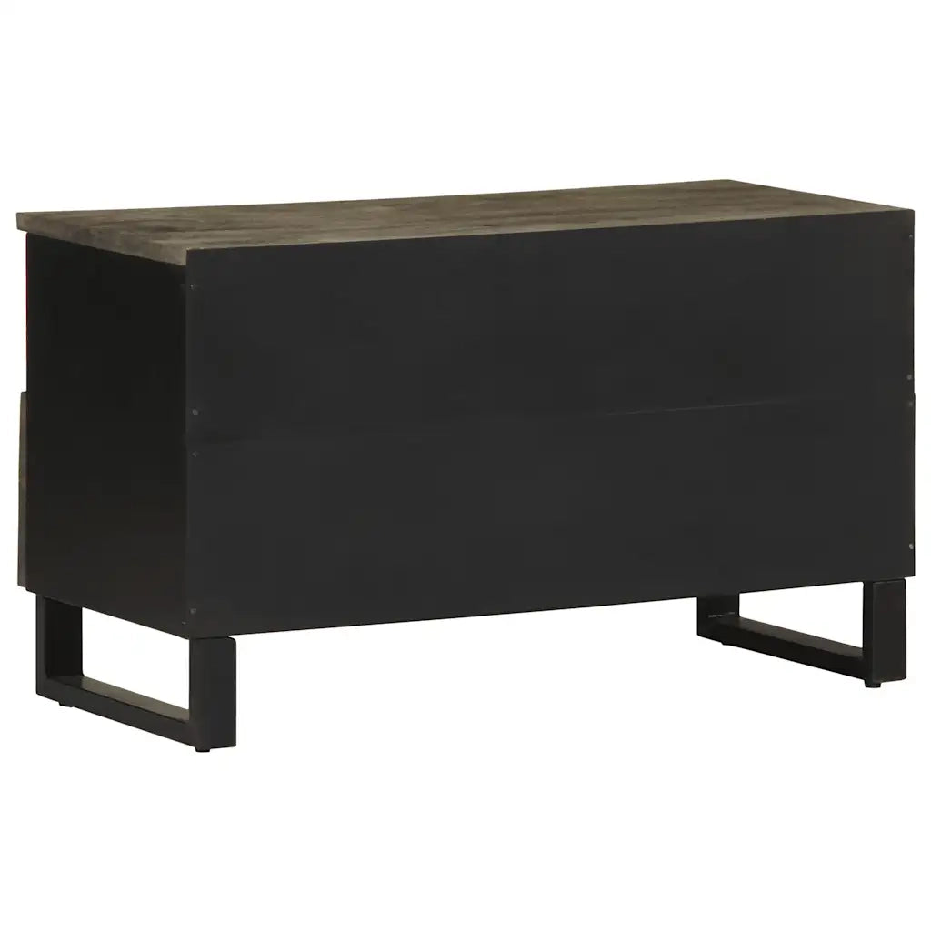 Mobile Porta TV Nero 80x33x46 cm in Legno Massello di Mango 4017701