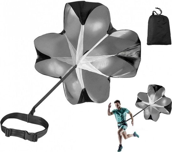 Paracadute da corsa - Paracadute di resistenza - Inclusa tasca portatile - Paracadute fitness - Allenamento di potenza - Apparecchiatura di resistenza sportiva - Paracadute da sprint