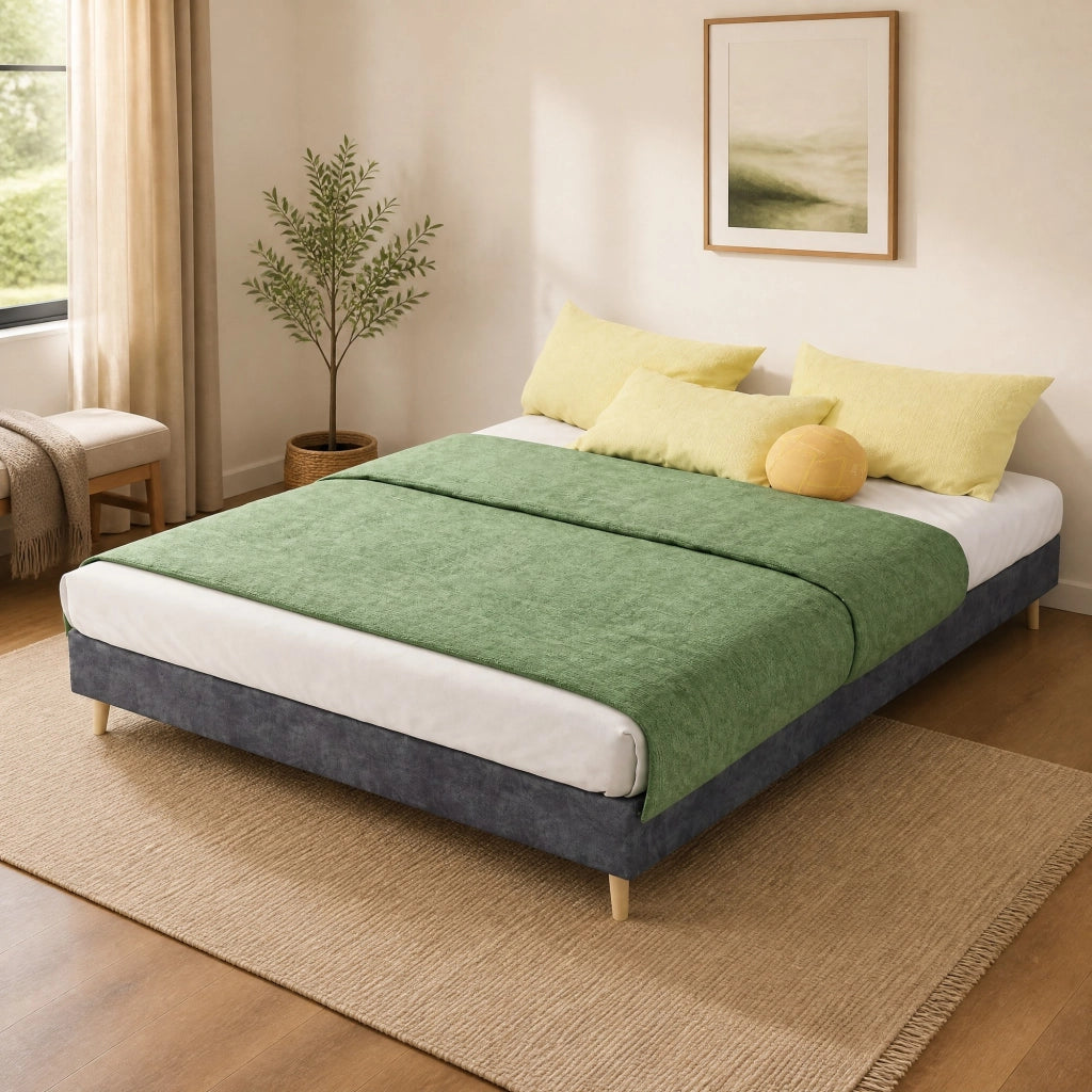LETTO 140x200 cm Grigio in Tessuto e Metallo