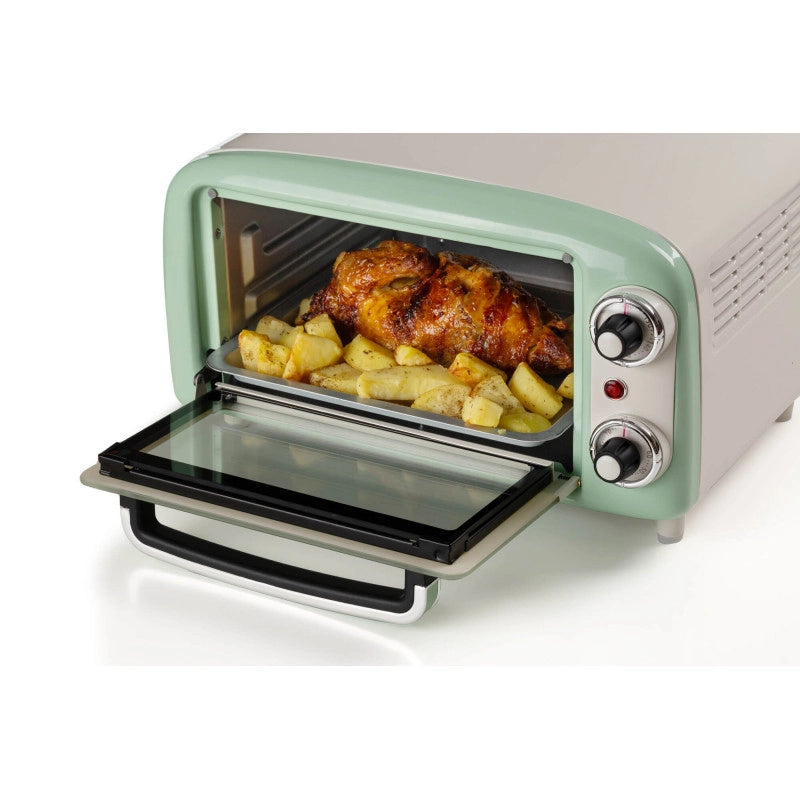 Forno Elettrico Vintage 800W - Capacità 10L - Doppio vetro - Retrò - Verde